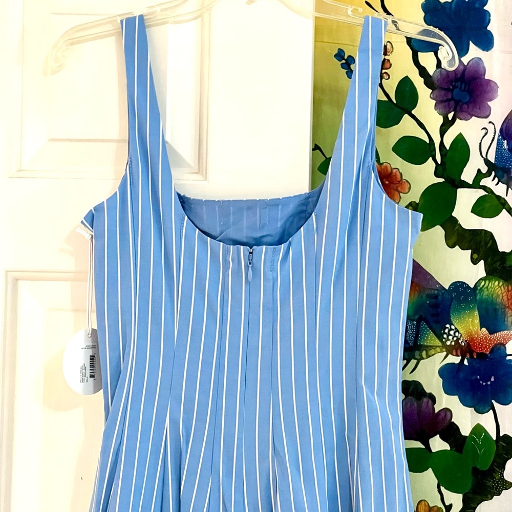 🌺🎉HP🎉🌺 NWOT Staud Wells Midi Dress Azure Pinstripe 🌟Rare Find🌟 - Picture 15 of 16